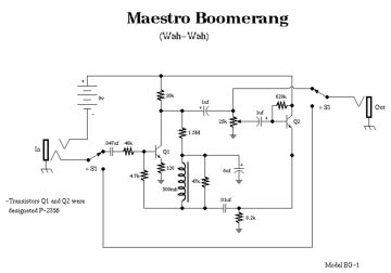Maestro Boomerang Wah schematic circuit diagram
